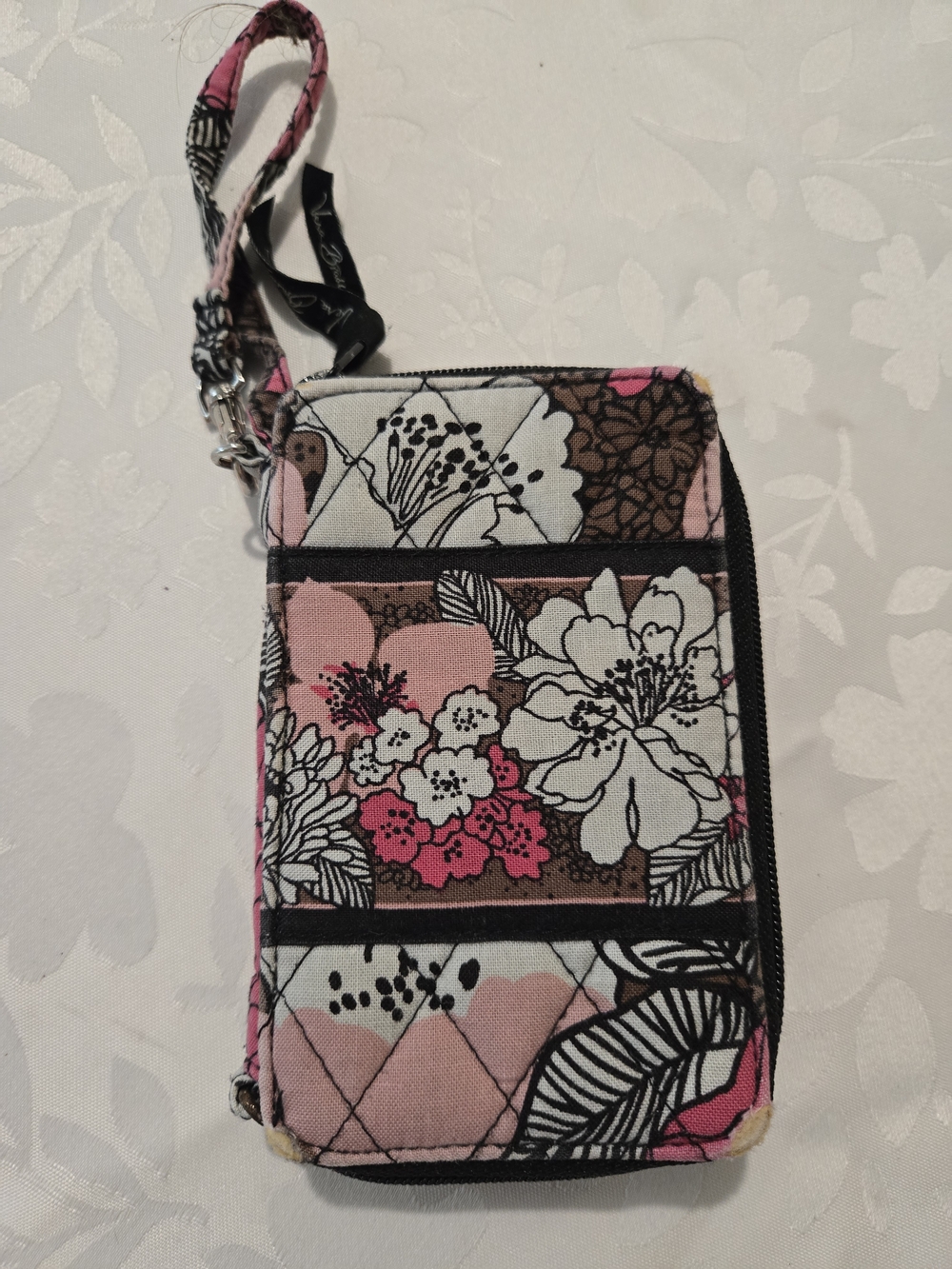 Vera Bradley Retired Mocha Rouge Floral Phone Wallet Wristlet